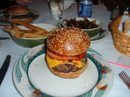 Peter Luger’s Cheeseburger with Fries and Fried Onions