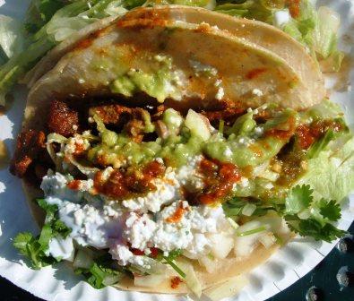 spicy enchilada pork taco from hernandez huaraches at red hook ball fields